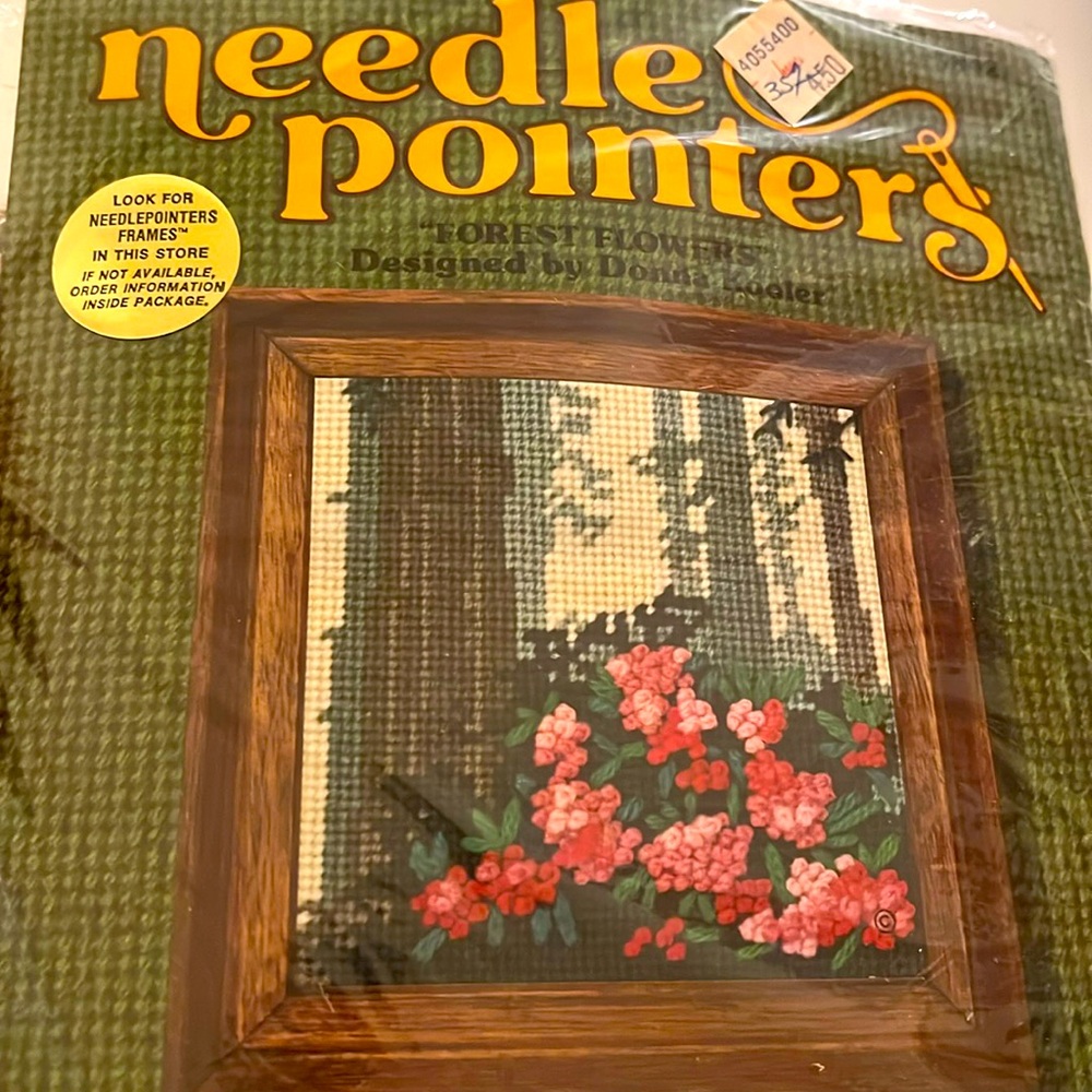 Vintage 1970s needlepoint kit “ forest flowers “